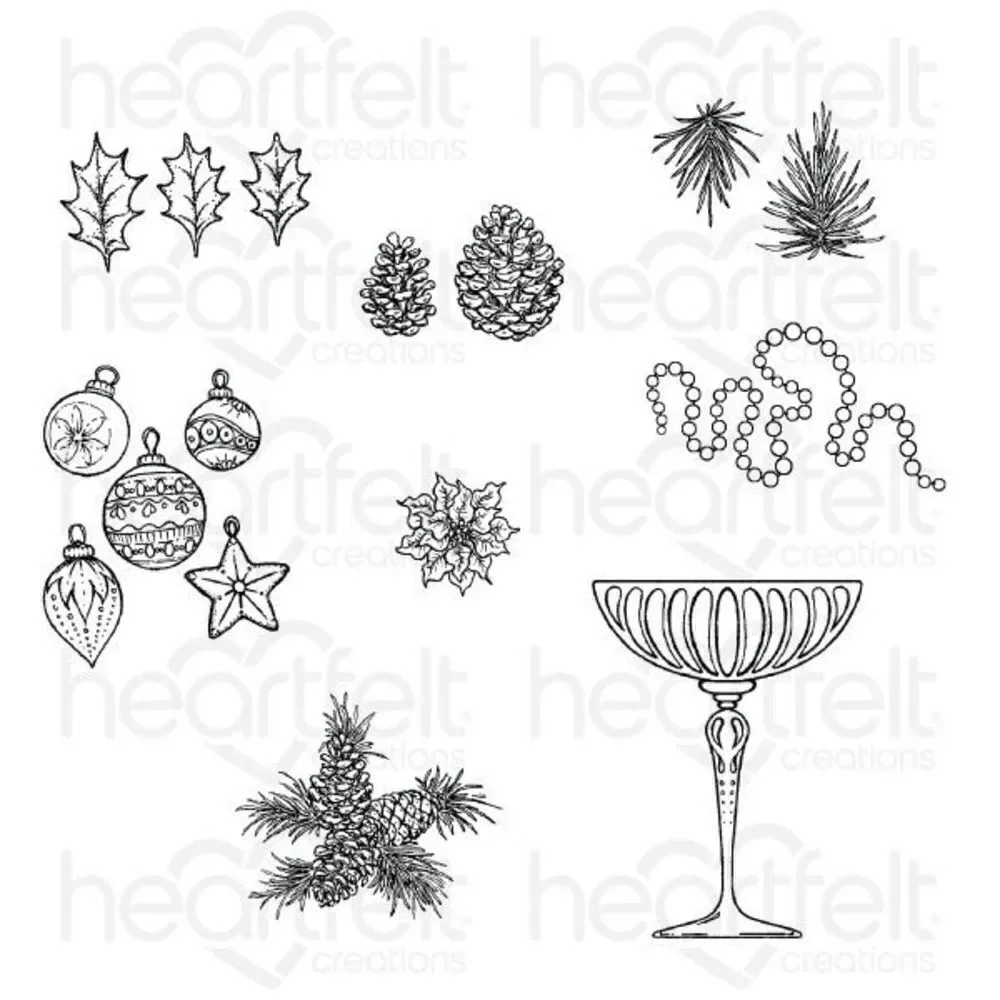 Heartfelt Creations Merry and Bright Accents Stamp Set